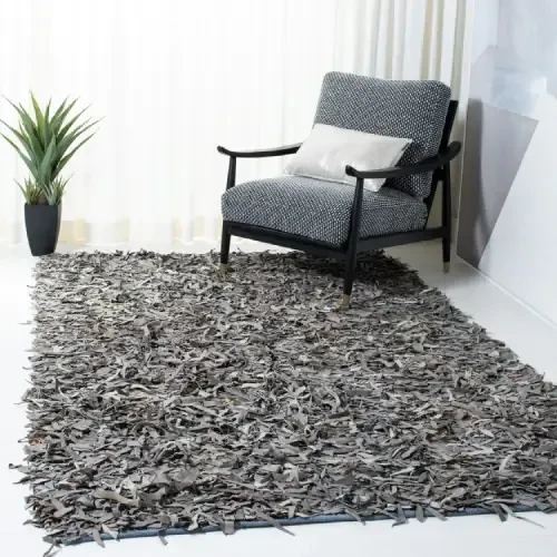 Leather shaggy rugs